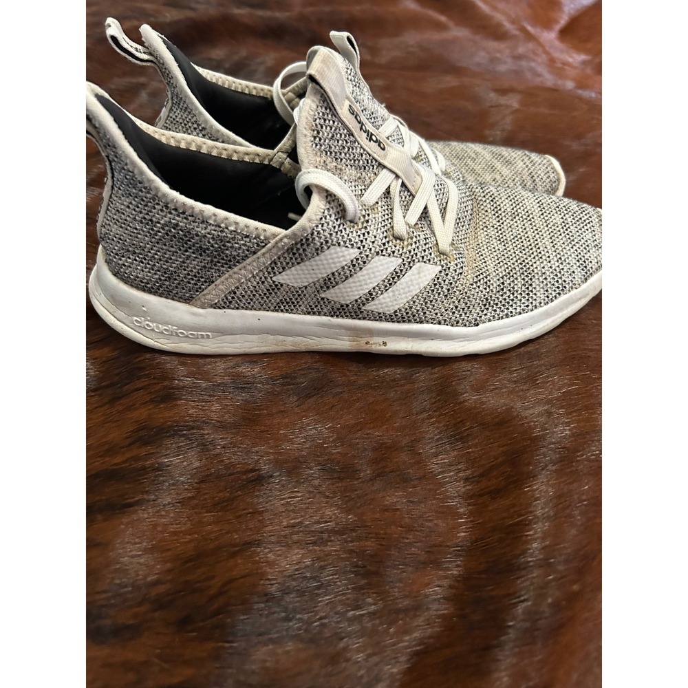 Adidas Cloudfoam Pure Women's Grey White Knit Running Shoes DB0695 Size 7.5 US